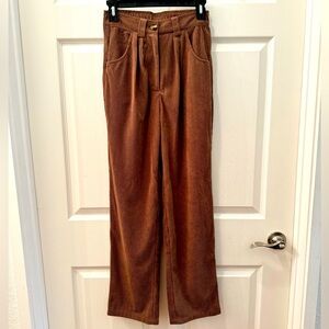 HALARA Brown Corduroy High-Waist Wide-Leg Pants